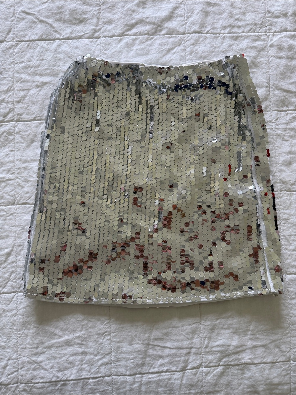 Silver Sequin Mini Skirt - Women's Party Skirt